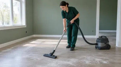 Cleaner removing fine dust from a floor after renovation