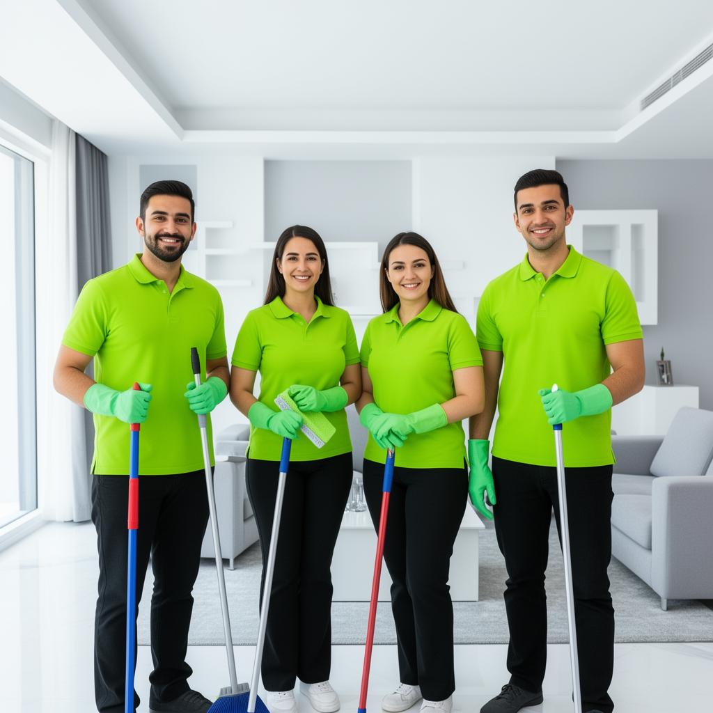 Cleansy professional cleaning team in uniform with equipment ready for deep cleaning services in Dubai
