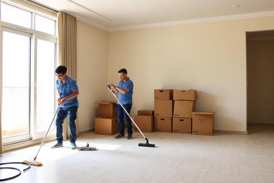 Cleaners preparing a vacant Dubai property for its next occupant