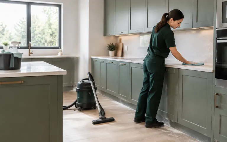 Cleaner wiping surfaces after room renovation